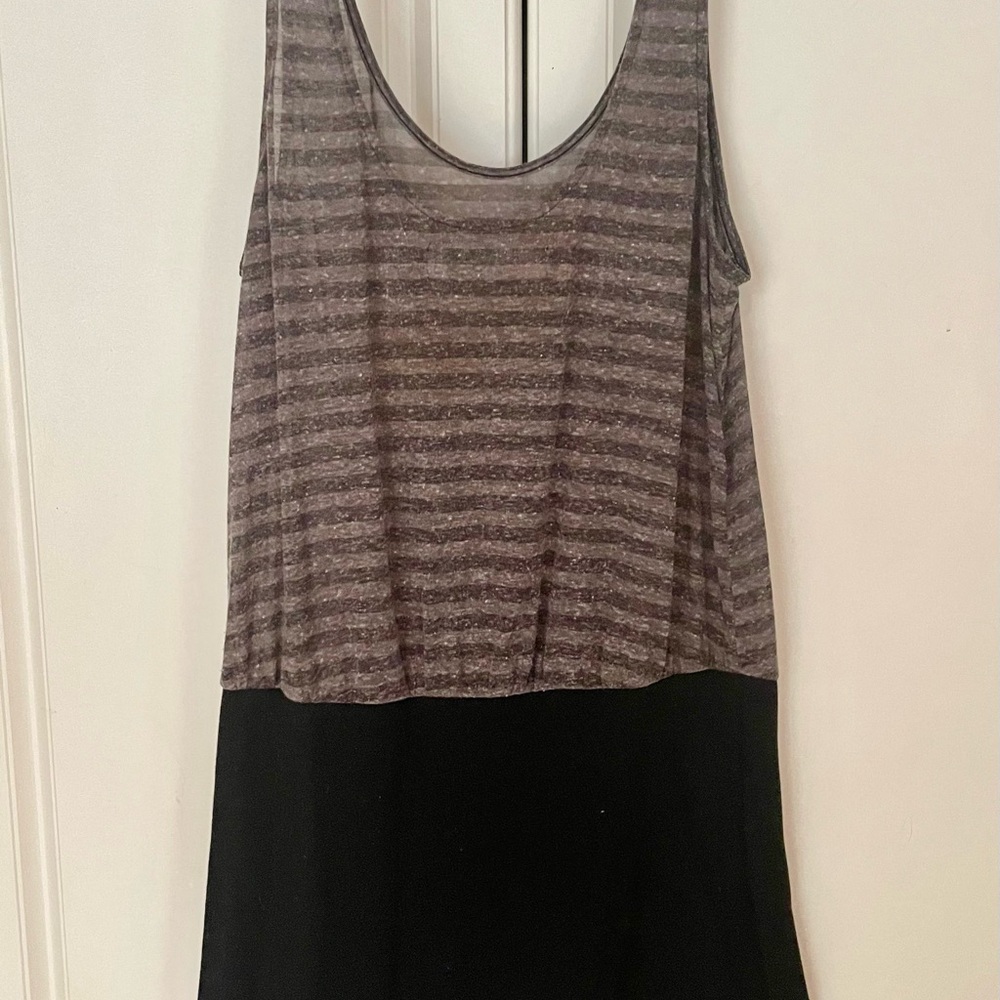 FP BEACH dress medium Striped Black and Grey - poly / Cotton/ spandex / linen